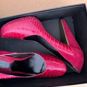 Donna Karen REAL Alligator Red Platform Pumps SZ 40.5 AMAZING $3800 retail